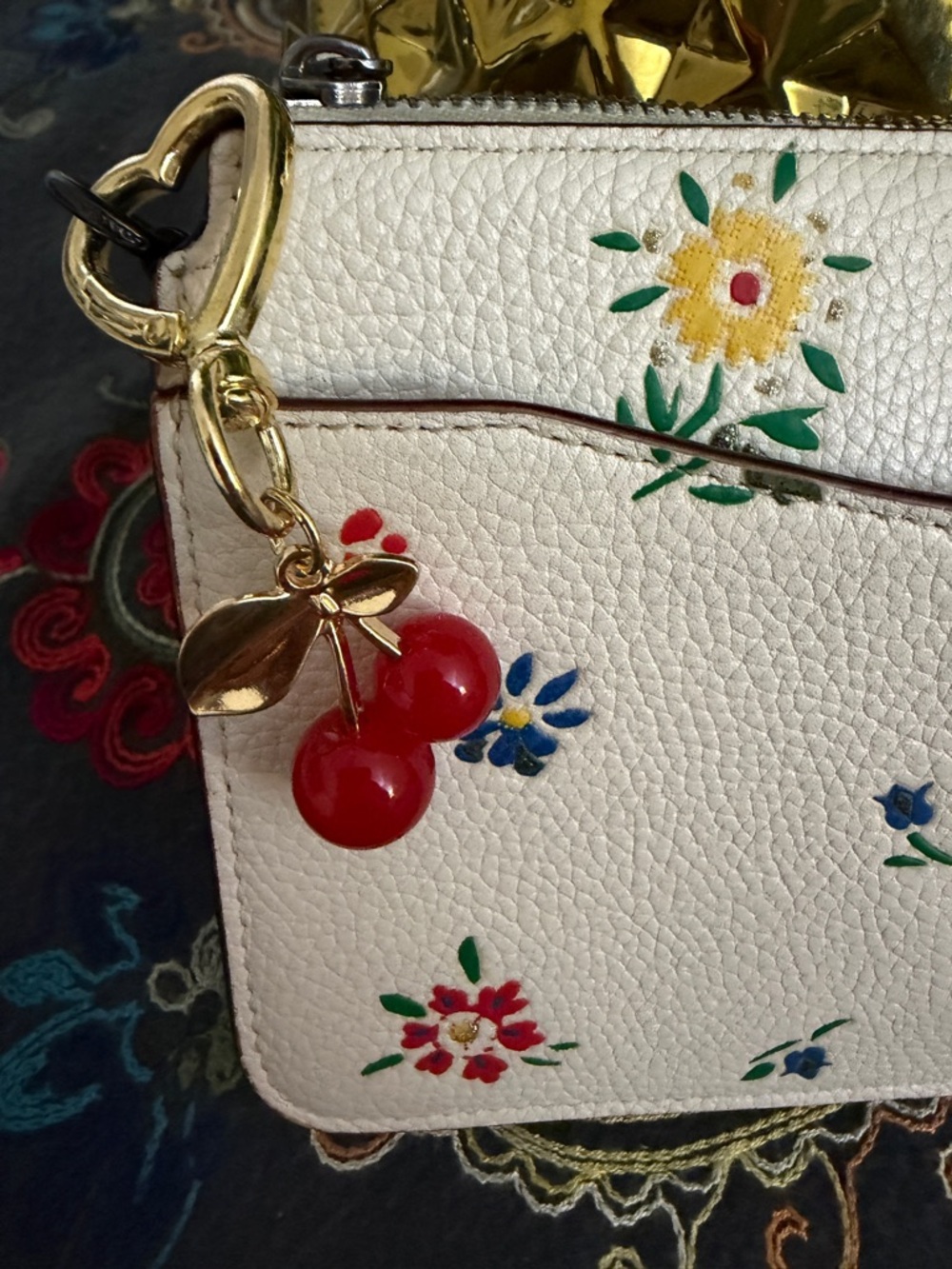Coach Cream Floral Pebbled Leather Crossbody Bag - Picture 8 of 16